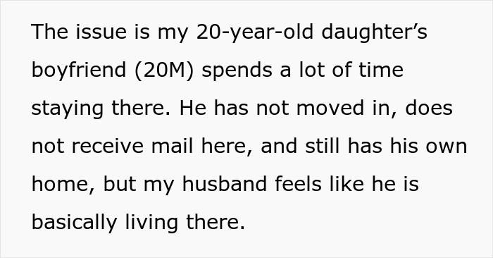 Woman Won’t Support Husband’s Plan To Charge Her Daughter’s Boyfriend Rent For Staying Over Woman Won’t Support Husband’s Plan To Charge Her Daughter’s Boyfriend Rent For Staying Over