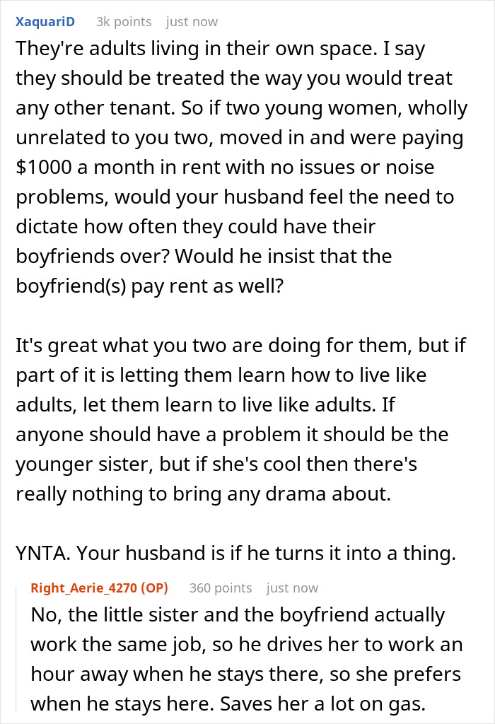 Woman Won’t Support Husband’s Plan To Charge Her Daughter’s Boyfriend Rent For Staying Over Woman Won’t Support Husband’s Plan To Charge Her Daughter’s Boyfriend Rent For Staying Over