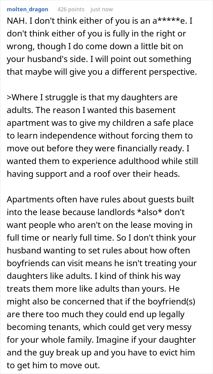 Woman Won’t Support Husband’s Plan To Charge Her Daughter’s Boyfriend Rent For Staying Over Woman Won’t Support Husband’s Plan To Charge Her Daughter’s Boyfriend Rent For Staying Over