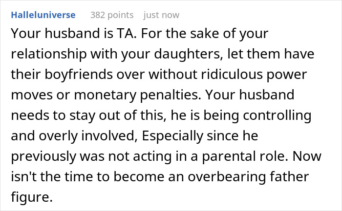 Woman Won’t Support Husband’s Plan To Charge Her Daughter’s Boyfriend Rent For Staying Over Woman Won’t Support Husband’s Plan To Charge Her Daughter’s Boyfriend Rent For Staying Over
