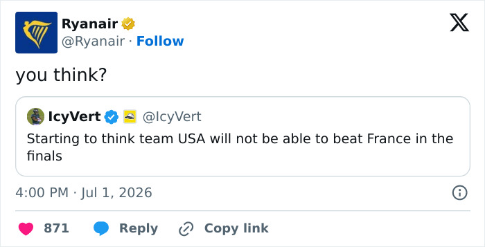 Ryanair Mocks USA After World Cup Elimination With Savage Post Ryanair Mocks USA After World Cup Elimination With Savage Post