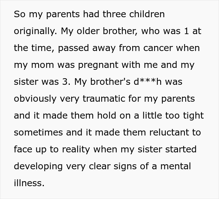Guy Can’t Believe Parents Want To Reconcile After They Ignored His Sister’s Mental Health To Dangerous Levels Guy Can’t Believe Parents Want To Reconcile After They Ignored His Sister’s Mental Health To Dangerous Levels