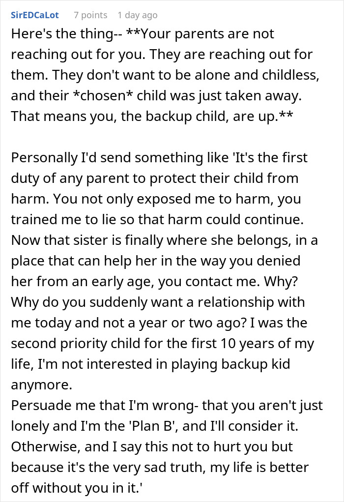 Guy Can’t Believe Parents Want To Reconcile After They Ignored His Sister’s Mental Health To Dangerous Levels Guy Can’t Believe Parents Want To Reconcile After They Ignored His Sister’s Mental Health To Dangerous Levels