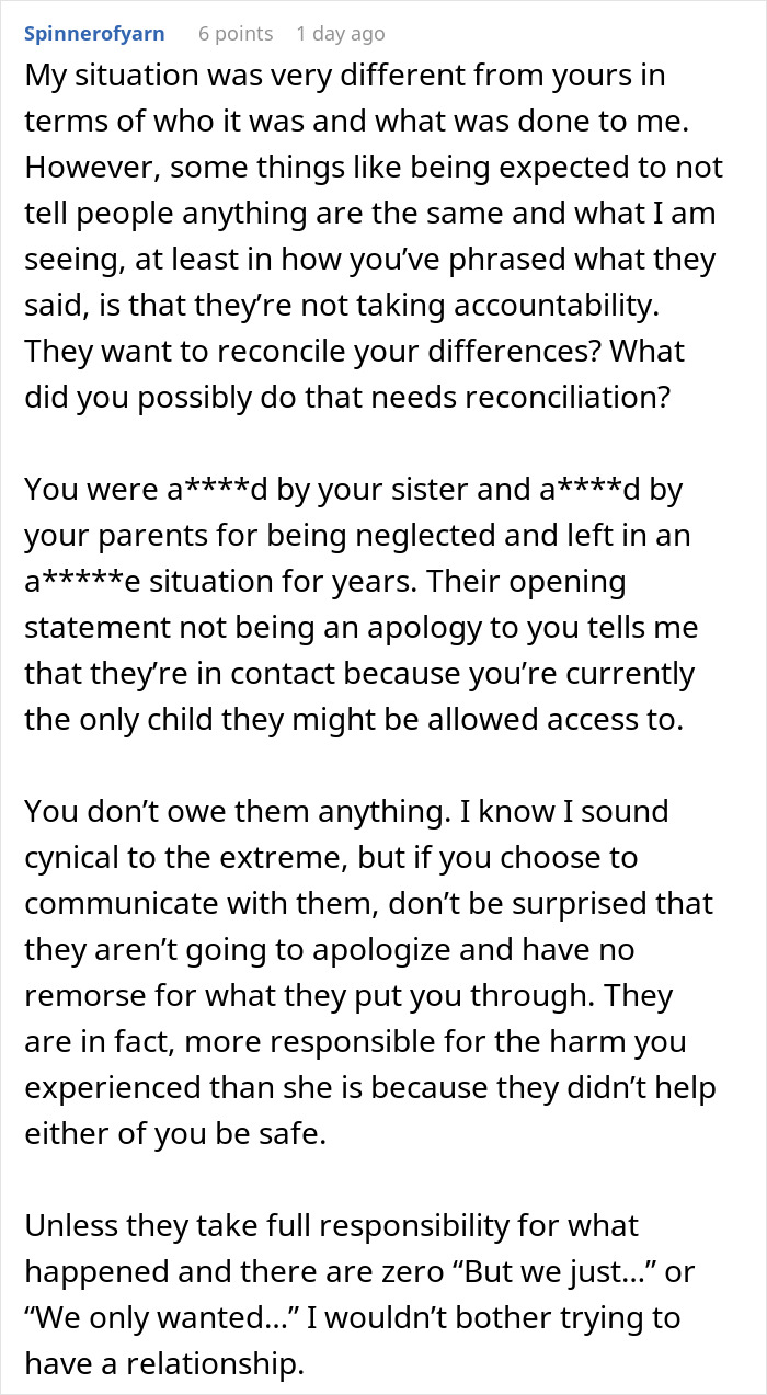 Guy Can’t Believe Parents Want To Reconcile After They Ignored His Sister’s Mental Health To Dangerous Levels Guy Can’t Believe Parents Want To Reconcile After They Ignored His Sister’s Mental Health To Dangerous Levels