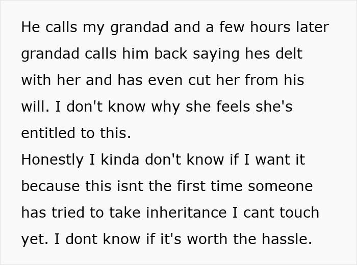 Greedy Aunt Pressures Teen To Give Up His Unclaimed Inheritance, Dad Quickly Puts Her In Her Place Greedy Aunt Pressures Teen To Give Up His Unclaimed Inheritance, Dad Quickly Puts Her In Her Place
