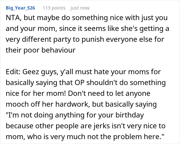 27YO Refuses To Host Mom’s B-Day After Years Of Toiling On Her Own, They Treat It Like Blasphemy