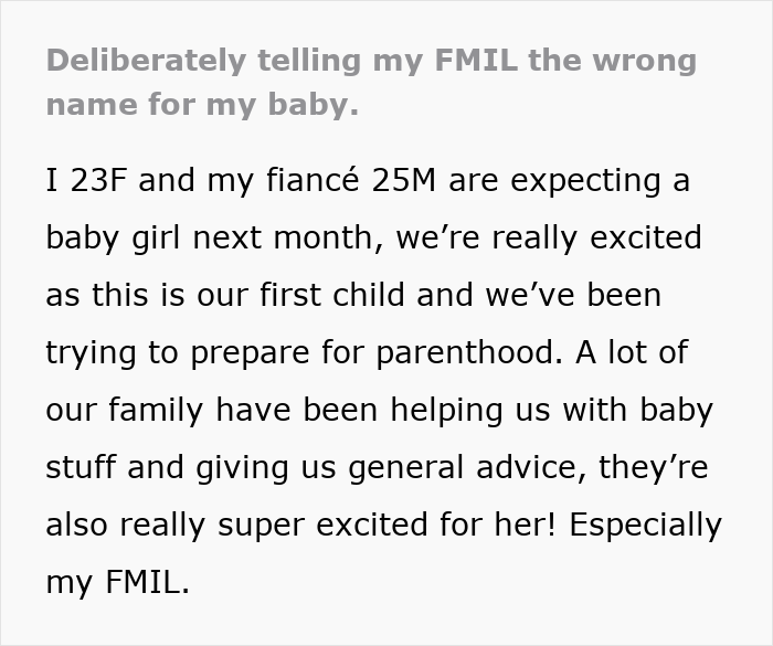 Overbearing FMIL Tries To Snatch Baby Name Announcement, Ends Up Announcing The Wrong One Overbearing FMIL Tries To Snatch Baby Name Announcement, Ends Up Announcing The Wrong One