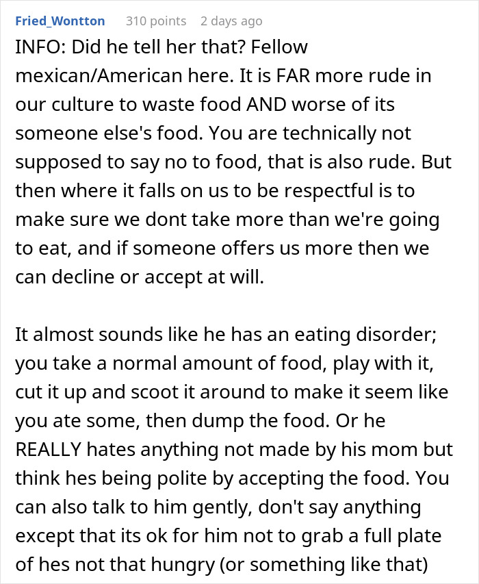 Daughter Defends Her BF&rsquo;s Bizarre And Costly Dinner Table Habit After Mom Asks To Make Him Stop It
