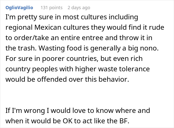 Daughter Defends Her BF&rsquo;s Bizarre And Costly Dinner Table Habit After Mom Asks To Make Him Stop It