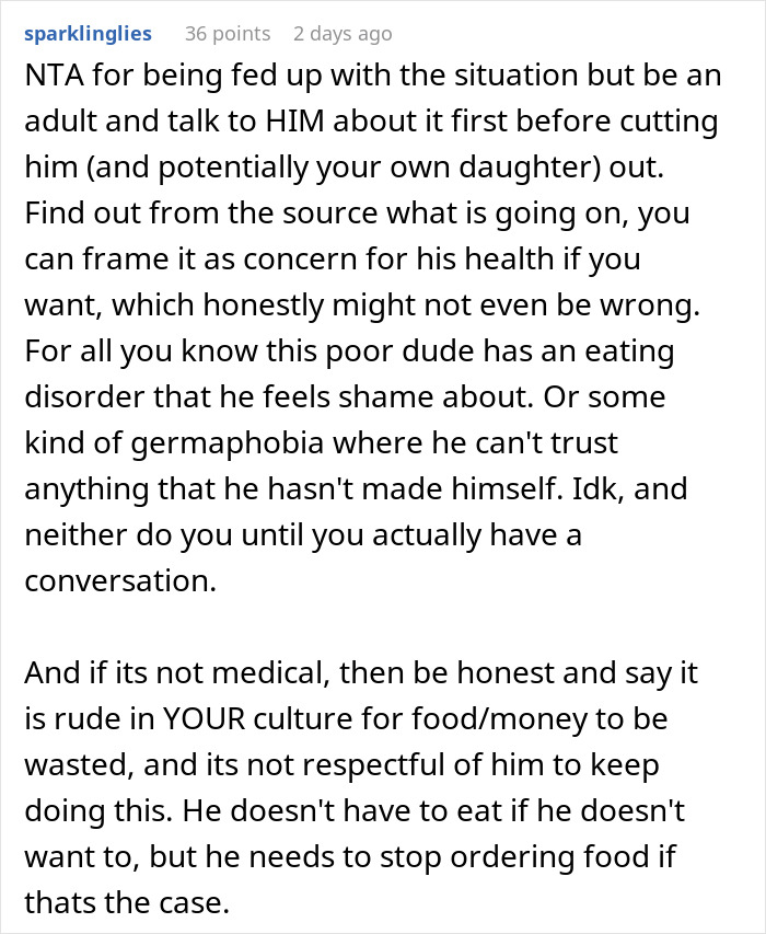 Daughter Defends Her BF&rsquo;s Bizarre And Costly Dinner Table Habit After Mom Asks To Make Him Stop It