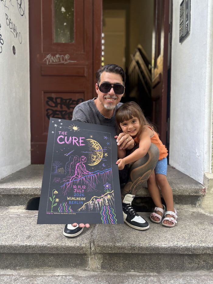 A Tattoo Artist Turned His Three-Year-Old Daughter’s Chalk Drawings Into A Poster For The Cure’s Berlin Concerts