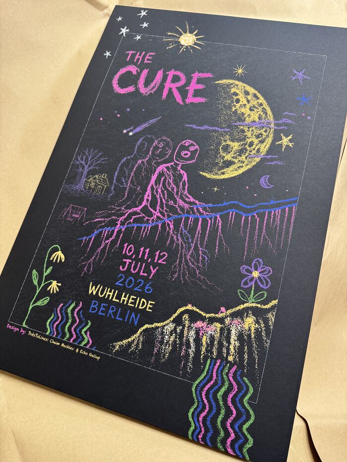 A Tattoo Artist Turned His Three-Year-Old Daughter’s Chalk Drawings Into A Poster For The Cure’s Berlin Concerts