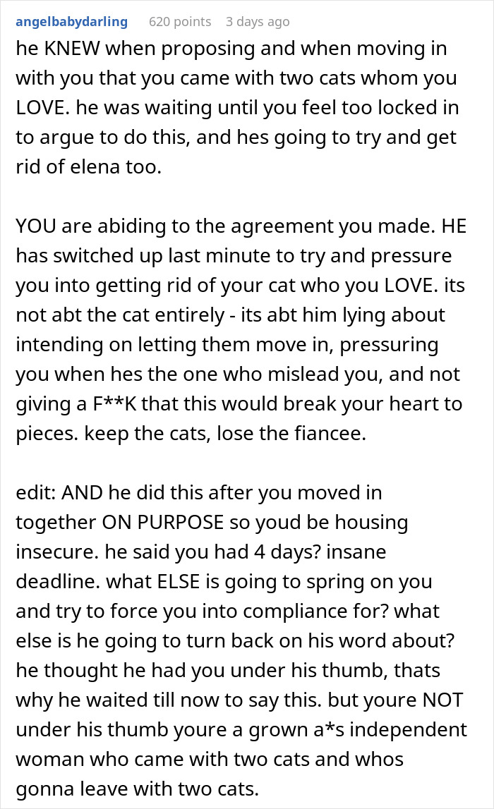 Bride-To-Be Questions Her Engagement After Fiancé Issues An Ultimatum About Her Cat Bride-To-Be Questions Her Engagement After Fiancé Issues An Ultimatum About Her Cat