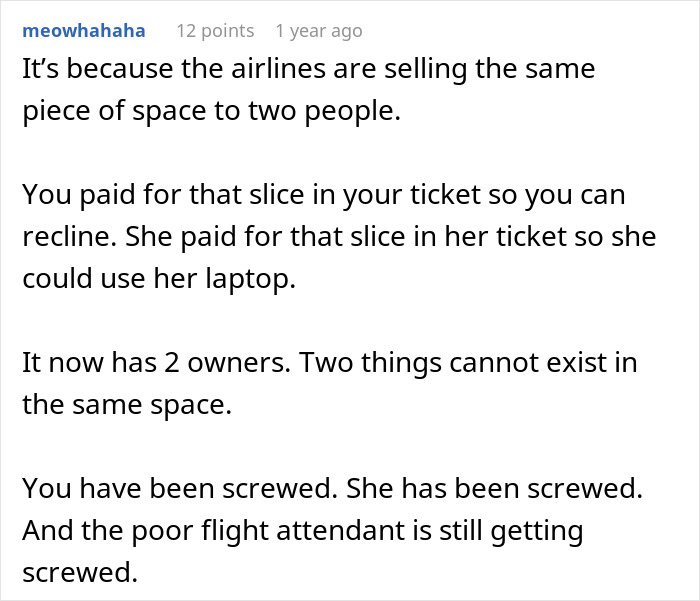 Woman Physically Stops Stranger From Reclining On An Overnight Flight, Throws A Tantrum Woman Physically Stops Stranger From Reclining On An Overnight Flight, Throws A Tantrum