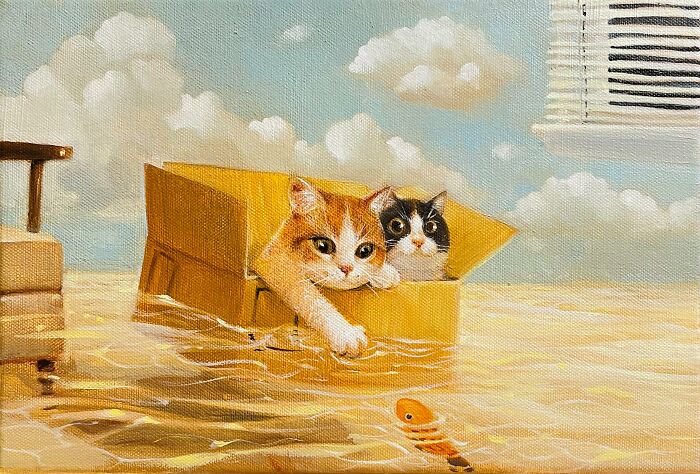 42 Charming Cat Illustrations By Ricky Wei Showing Felines Living Human Lives 42 Charming Cat Illustrations By Ricky Wei Showing Felines Living Human Lives