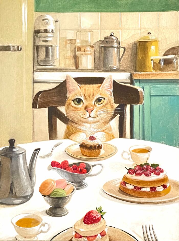 42 Charming Cat Illustrations By Ricky Wei Showing Felines Living Human Lives 42 Charming Cat Illustrations By Ricky Wei Showing Felines Living Human Lives