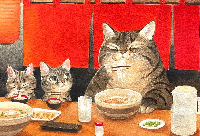 42 Charming Cat Illustrations By Ricky Wei Showing Felines Living Human Lives 42 Charming Cat Illustrations By Ricky Wei Showing Felines Living Human Lives