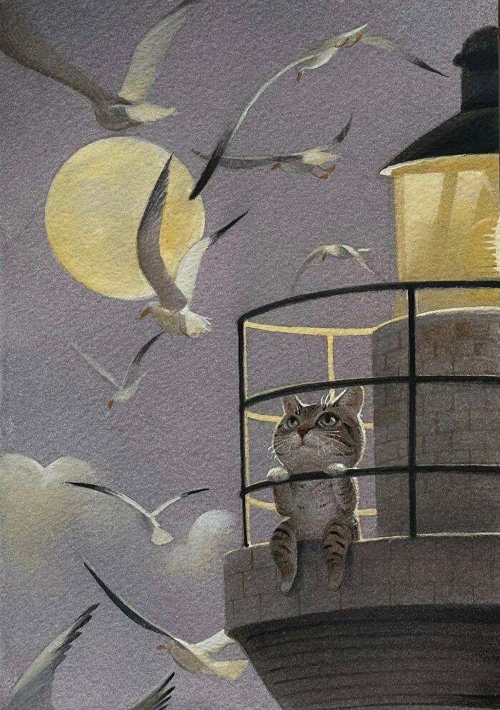 42 Charming Cat Illustrations By Ricky Wei Showing Felines Living Human Lives 42 Charming Cat Illustrations By Ricky Wei Showing Felines Living Human Lives