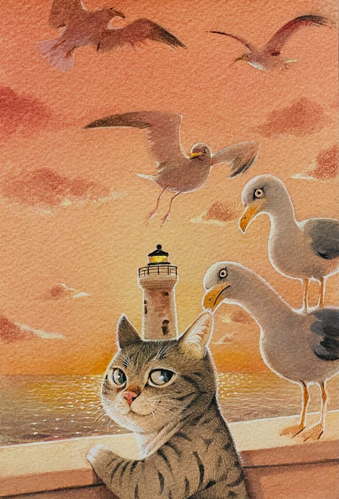 42 Charming Cat Illustrations By Ricky Wei Showing Felines Living Human Lives 42 Charming Cat Illustrations By Ricky Wei Showing Felines Living Human Lives