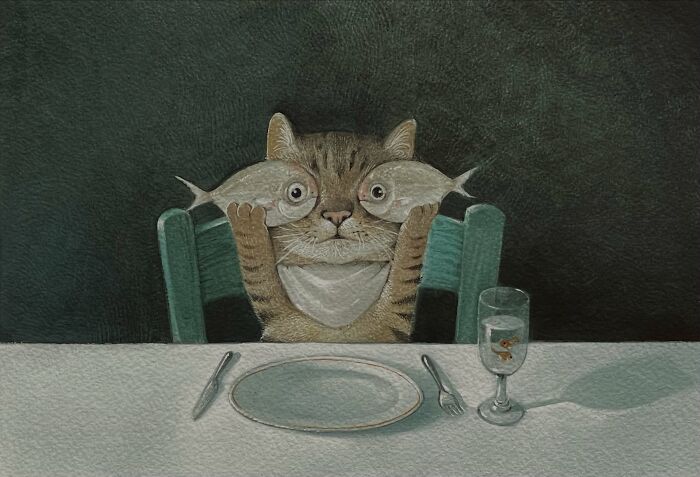 42 Charming Cat Illustrations By Ricky Wei Showing Felines Living Human Lives 42 Charming Cat Illustrations By Ricky Wei Showing Felines Living Human Lives