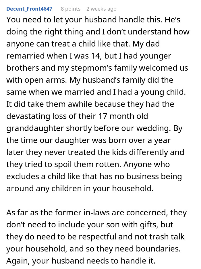 Woman Lets Her Husband Go Hard On His Ex-In-Laws After Her Son Starts Asking Painful Questions Woman Lets Her Husband Go Hard On His Ex-In-Laws After Her Son Starts Asking Painful Questions