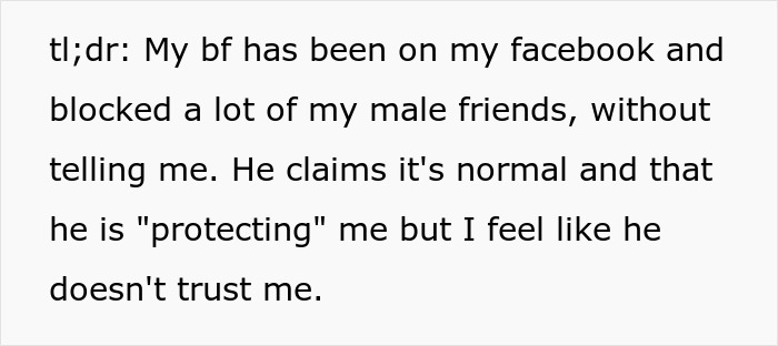 Controlling BF Throws A Fit When GF Wants To End Things After He Secretly Blocked Her Guy Friends Controlling BF Throws A Fit When GF Wants To End Things After He Secretly Blocked Her Guy Friends