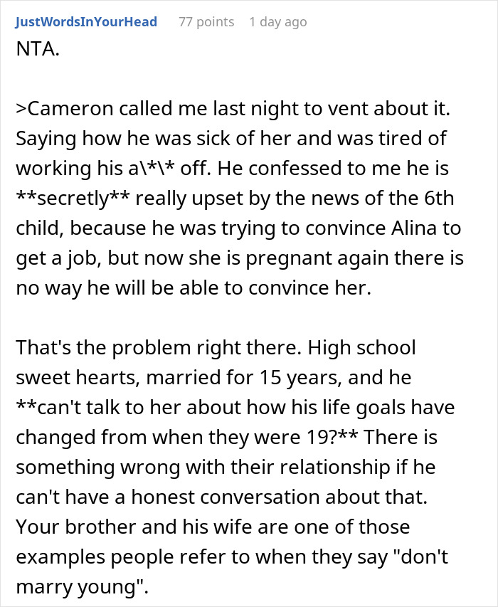 Guy Glad Wife Is SAHM, Regrets It When They’re Having 6th Kid, Sibling Says It’s His Fault Too