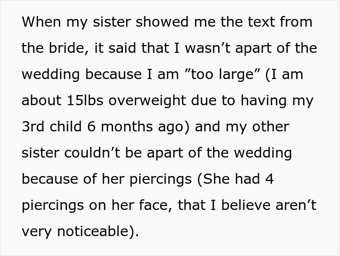 Groom Promises All 3 Sisters Bridesmaid Dresses, Bride Hands Out Rejection Letters Based On Weight Groom Promises All 3 Sisters Bridesmaid Dresses, Bride Hands Out Rejection Letters Based On Weight