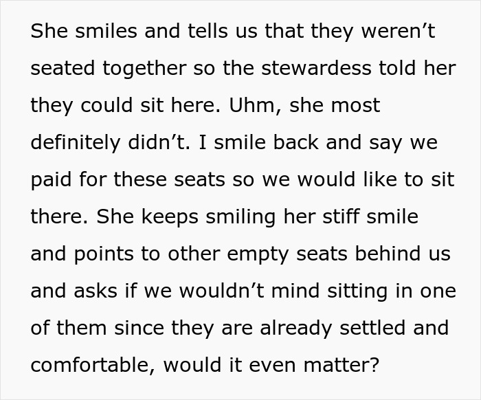 Woman Shuts Down Entitled Seat Thief In A Hilariously Unhinged Way: “Plane Seat Bandit Finally Happened To Me” Woman Shuts Down Entitled Seat Thief In A Hilariously Unhinged Way: “Plane Seat Bandit Finally Happened To Me”