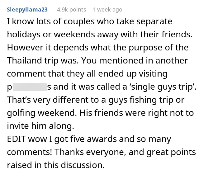 Guy Wants Marriage At Home And Single-Guy Trips To Thailand With Pals, Wife Says He Can&rsquo;t Have Both