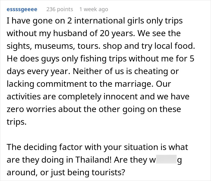 Guy Wants Marriage At Home And Single-Guy Trips To Thailand With Pals, Wife Says He Can&rsquo;t Have Both