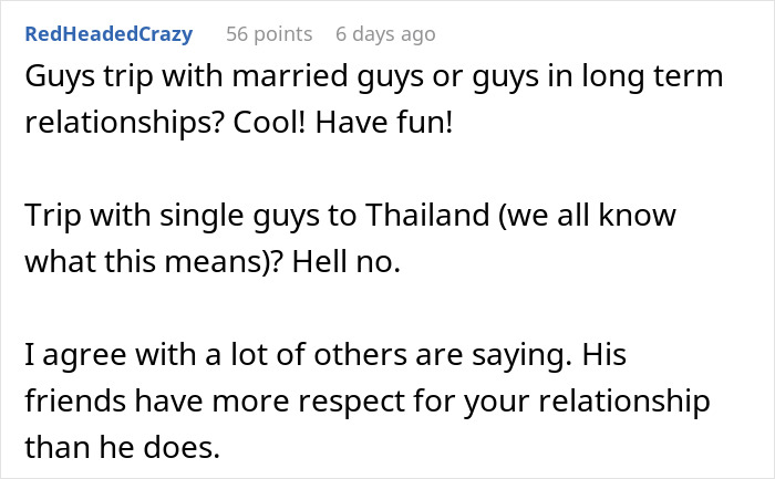 Guy Wants Marriage At Home And Single-Guy Trips To Thailand With Pals, Wife Says He Can&rsquo;t Have Both