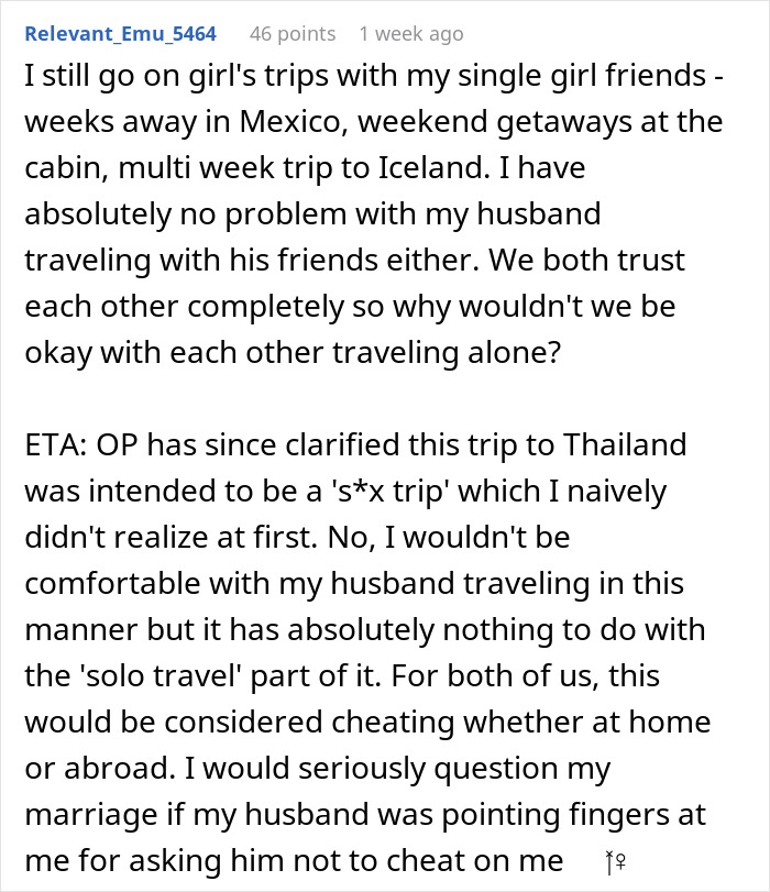 Guy Wants Marriage At Home And Single-Guy Trips To Thailand With Pals, Wife Says He Can&rsquo;t Have Both