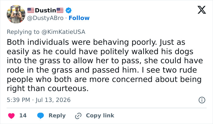 Cyclist Karen Tries To Shame Man Just For Walking His Dogs On The Sidewalk, But It Epically Backfires Cyclist Karen Tries To Shame Man Just For Walking His Dogs On The Sidewalk, But It Epically Backfires
