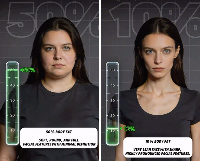 Fitness Influencer Shows How Different Body Fat Percentages Can Completely Transform The Same Face Fitness Influencer Shows How Different Body Fat Percentages Can Completely Transform The Same Face