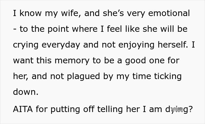 Husband Plans To Spring Huge And Sad News To Wife After A Trip Of A Lifetime
