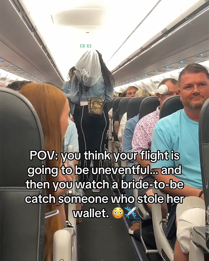 Bride-To-Be Praised For Confronting Woman Mid-Flight After Wallet Goes Missing, Getting Her Kicked Off Plane Bride-To-Be Praised For Confronting Woman Mid-Flight After Wallet Goes Missing, Getting Her Kicked Off Plane