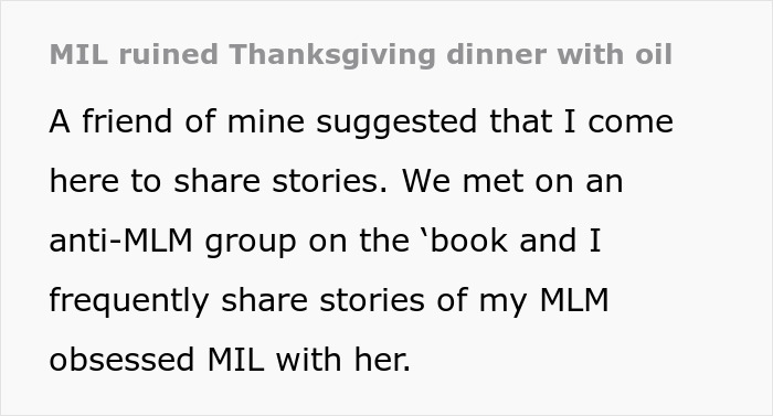 Thanksgiving Takes A Wild Turn When MIL Admits She Put Essential Oils In Nearly Every Holiday Dish Thanksgiving Takes A Wild Turn When MIL Admits She Put Essential Oils In Nearly Every Holiday Dish