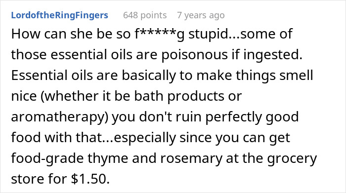 Thanksgiving Takes A Wild Turn When MIL Admits She Put Essential Oils In Nearly Every Holiday Dish Thanksgiving Takes A Wild Turn When MIL Admits She Put Essential Oils In Nearly Every Holiday Dish