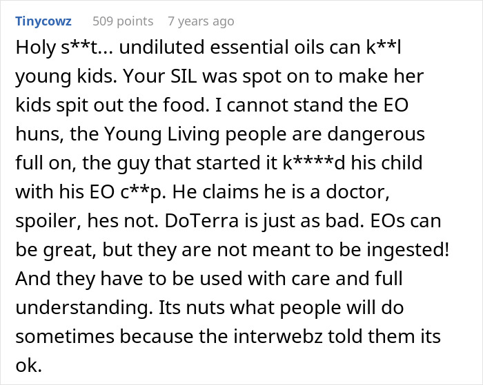 Thanksgiving Takes A Wild Turn When MIL Admits She Put Essential Oils In Nearly Every Holiday Dish Thanksgiving Takes A Wild Turn When MIL Admits She Put Essential Oils In Nearly Every Holiday Dish