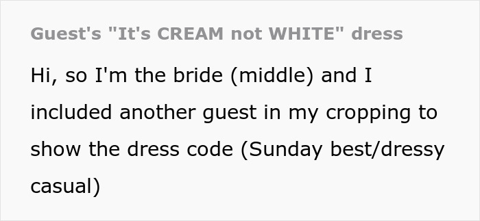 Wedding Guest Claims She Had “Nothing Else To Wear,” Bride Isn’t Buying Her Excuse Wedding Guest Claims She Had “Nothing Else To Wear,” Bride Isn’t Buying Her Excuse