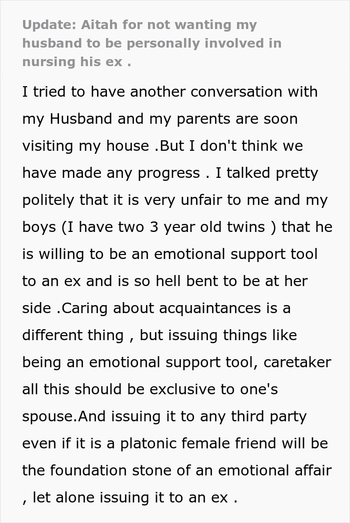 Husband Drops Everything To Help His Sick Ex Wife, Doesn’t Care What His Current Wife Thinks Husband Drops Everything To Help His Sick Ex Wife, Doesn’t Care What His Current Wife Thinks