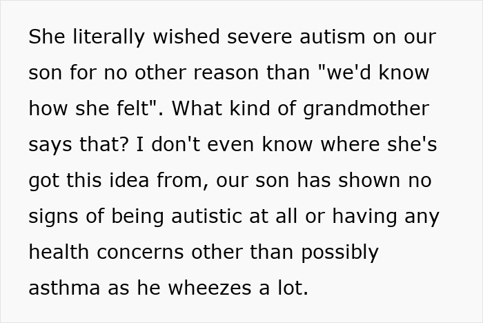 Evil Grandma Hopes Couple Has Severely Autistic Child Just Like Hers, Wants Them In Same Boat Evil Grandma Hopes Couple Has Severely Autistic Child Just Like Hers, Wants Them In Same Boat