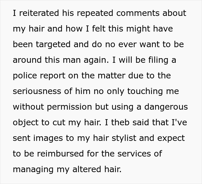Woman’s Creepy Coworker Cut Off Her Hair After Months Of Weird Comment, Blames It On “Intrusive Thought” Woman’s Creepy Coworker Cut Off Her Hair After Months Of Weird Comment, Blames It On “Intrusive Thought”