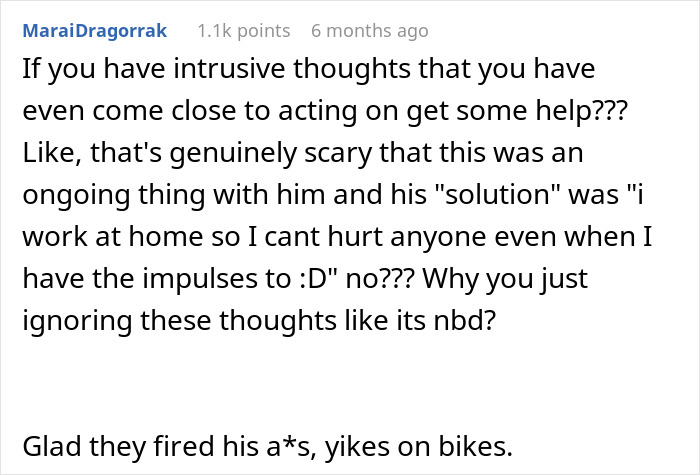Woman’s Creepy Coworker Cut Off Her Hair After Months Of Weird Comment, Blames It On “Intrusive Thought” Woman’s Creepy Coworker Cut Off Her Hair After Months Of Weird Comment, Blames It On “Intrusive Thought”