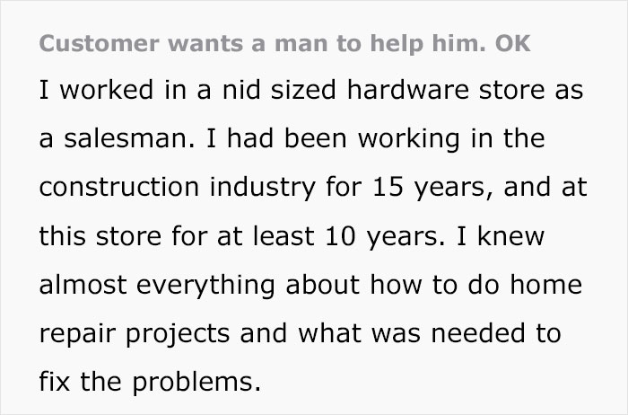 Customer Demands Help From A Man, Leaves Woman Rolling Her Eyes Customer Demands Help From A Man, Leaves Woman Rolling Her Eyes