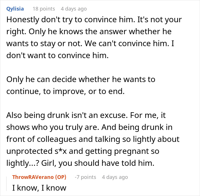 Woman’s Drunk Comment Leaves Her Panicking After Coworker Tells Her Boyfriend Woman’s Drunk Comment Leaves Her Panicking After Coworker Tells Her Boyfriend