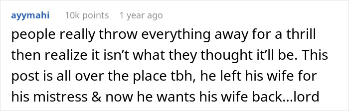 Husband Left His “Boring” Wife For Someone More Exciting, Years Later He’s Still Thinking About Her Face Husband Left His “Boring” Wife For Someone More Exciting, Years Later He’s Still Thinking About Her Face