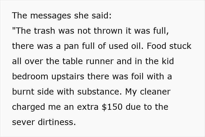 Guests Shocked After Airbnb Owner Wants $150 Cleaning Fee Based On Candy Wrapper And AI Trash Guests Shocked After Airbnb Owner Wants $150 Cleaning Fee Based On Candy Wrapper And AI Trash