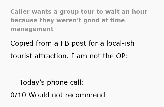 Entitled Tourists Decide To Make Everyone Wait For Them, Shocked When Tour Guide Starts Anyway Entitled Tourists Decide To Make Everyone Wait For Them, Shocked When Tour Guide Starts Anyway